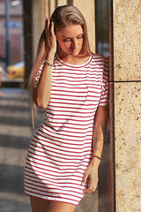 Red White Stripe Tshirt Dress