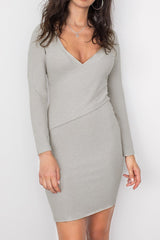 Ribbed Long Sleeve Bodycon Dress