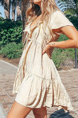 Sandy Stripe Ruffled Dress
