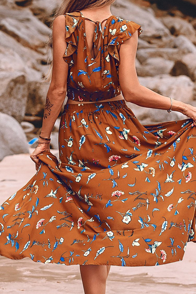 Rusty Red Floral Skirt img 1