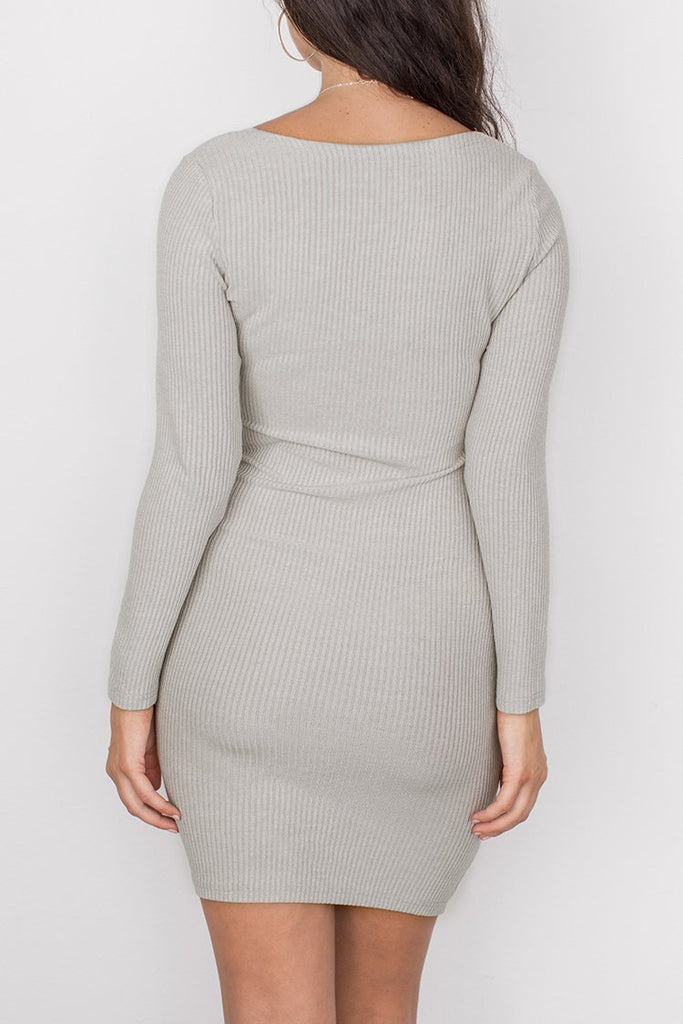Ribbed Long Sleeve Bodycon Dress img 1