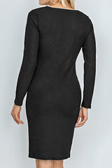 Ribbed Long Sleeve Bodycon Dress img 1